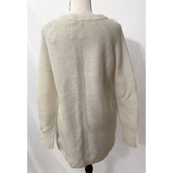 Abercrombie & Fitch Crewneck Knit Sweater | Zip Shoulder Cream NWT - Picture 2 of 11